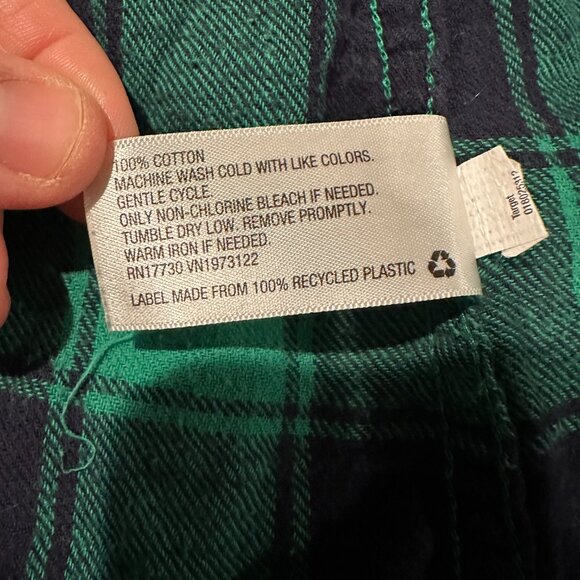 Merona Green & Navy Buffalo Plaid Flannel Button Down - Size M - Picture 2 of 4
